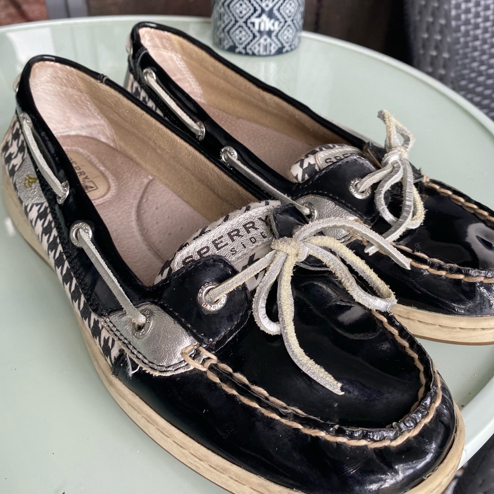 Sperry Top-Sider Black/White Houndstooth slider!